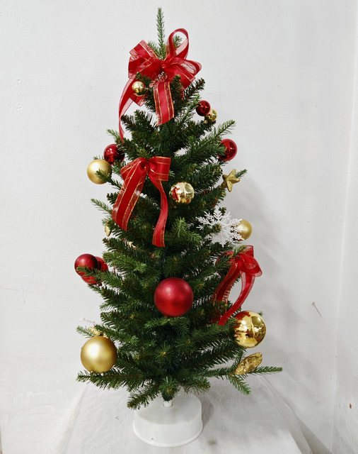 90cm Rotating Green Artificial Christmas Tree with LED Lights