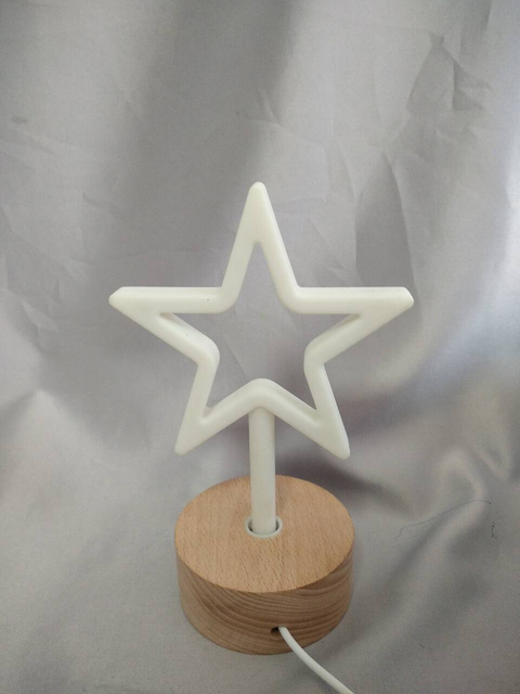 Wooden base pentagram lamp