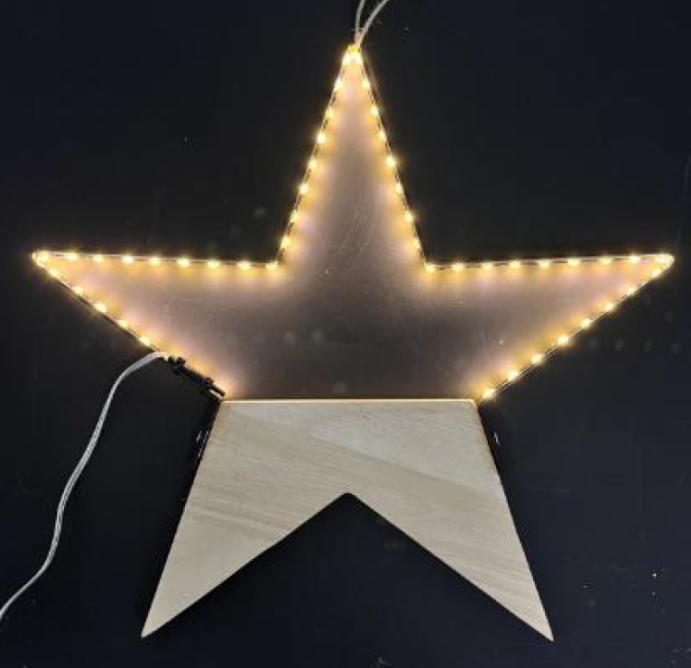 motif frame light with wooden star decor